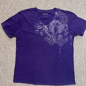 Kenneth Cole Reaction Purple Graphic V-Neck Tee